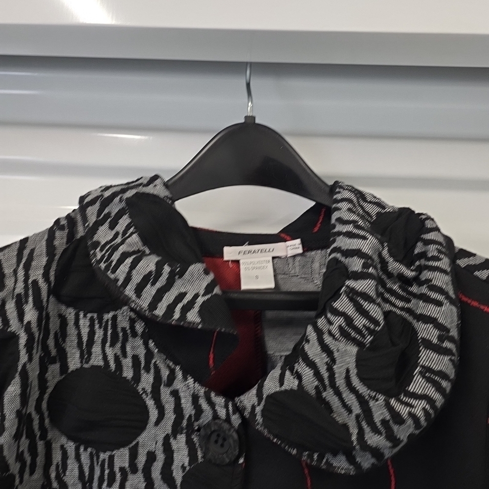 Feratelli Abstract Patchwork Button Front Jacket … - image 3